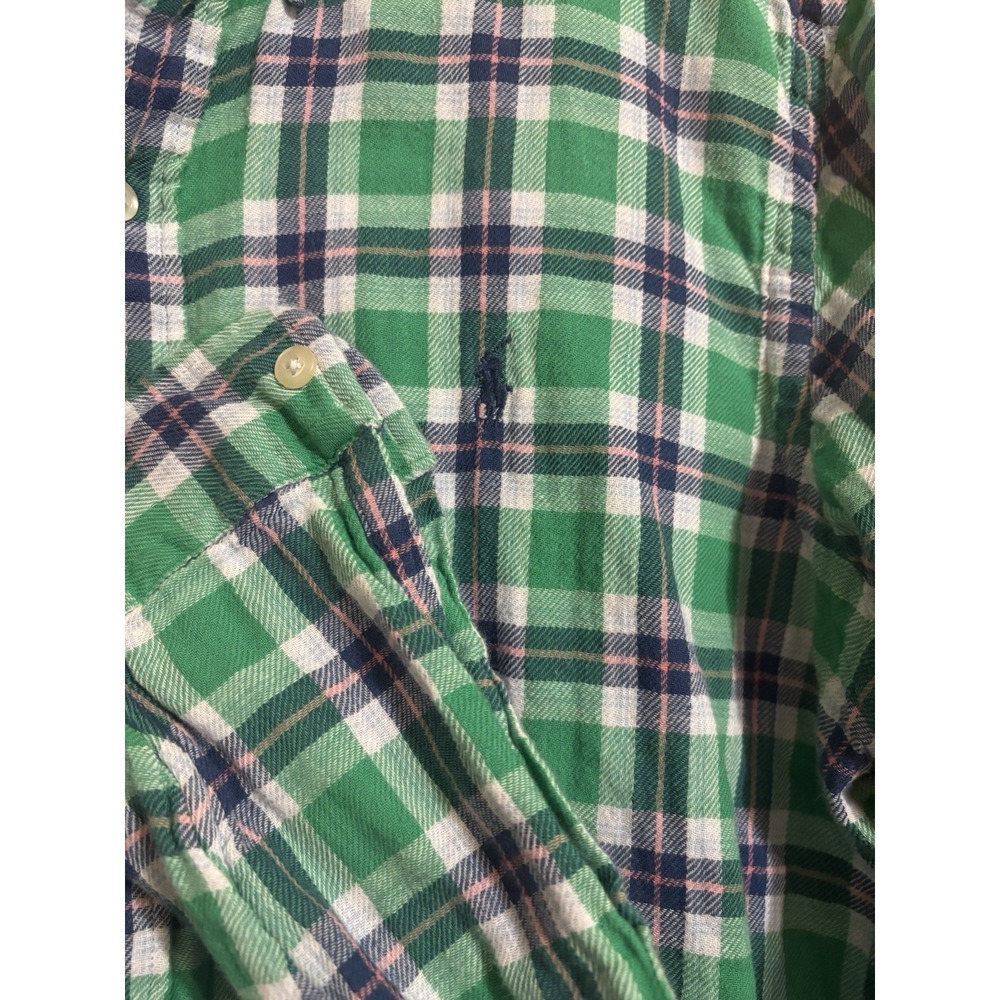 Ralph Lauren Shirt Mens Large Green Plaid Lined Long Sleeve‎ Button Up Outdoor